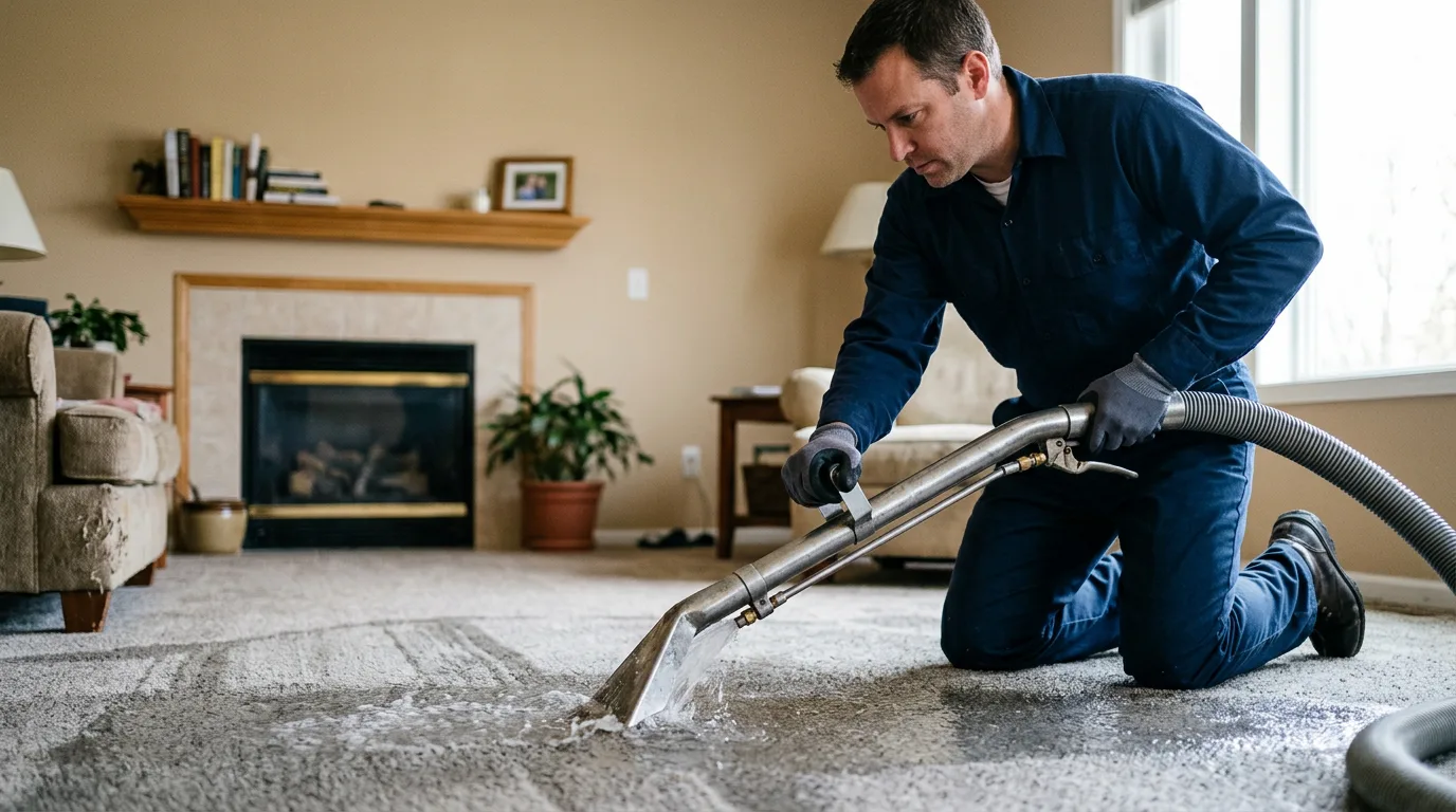 Water damage restoration technician working near Pigeon, MI